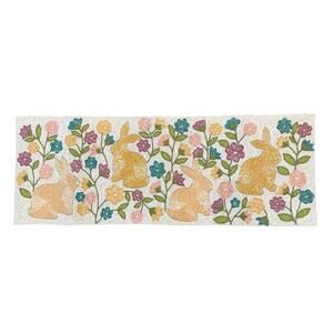 Rachel Zoe Easter Bunny Beaded Table Runner 13x36 Pop of Color Spring Floral NEW